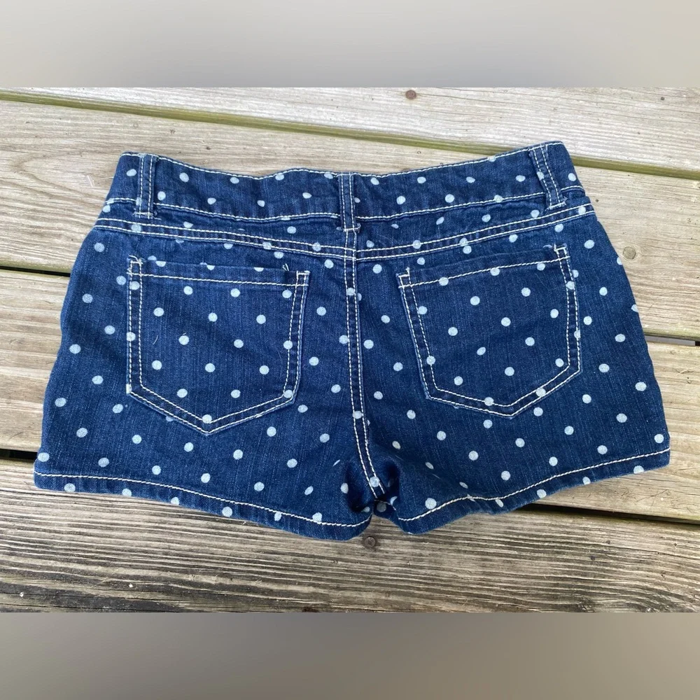 Dark Blue Denim White Polka Dot SO Juniors Jean Shorts - Picture 4 of 5